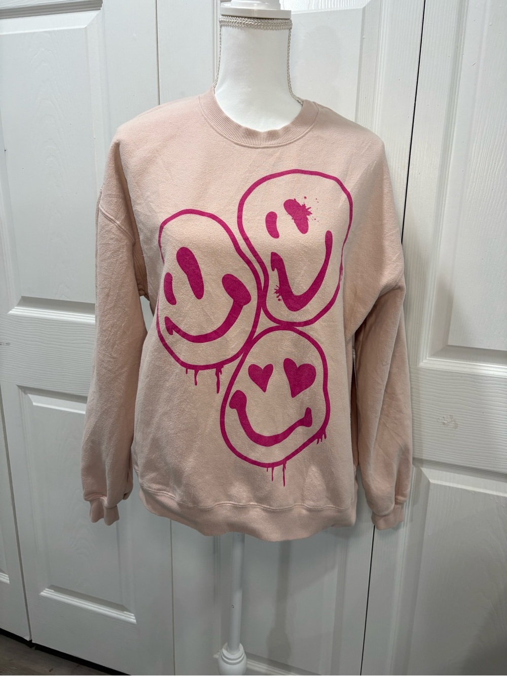 wild fable pink smiley face sweater